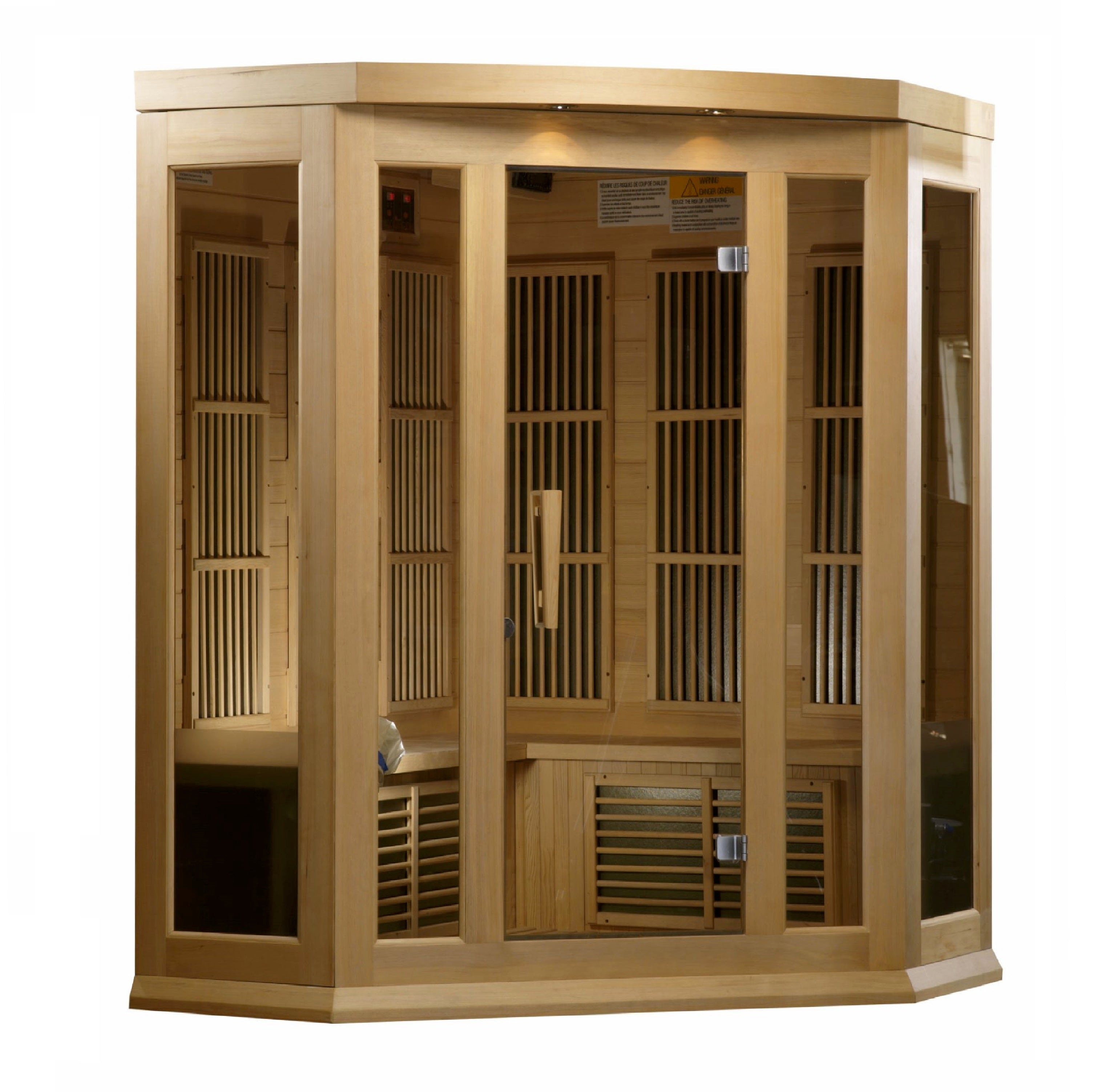 Maxxus 3-Person Corner Infrared Sauna – Low EMF FAR Infrared, Canadian Red Cedar Indoor Home Sauna