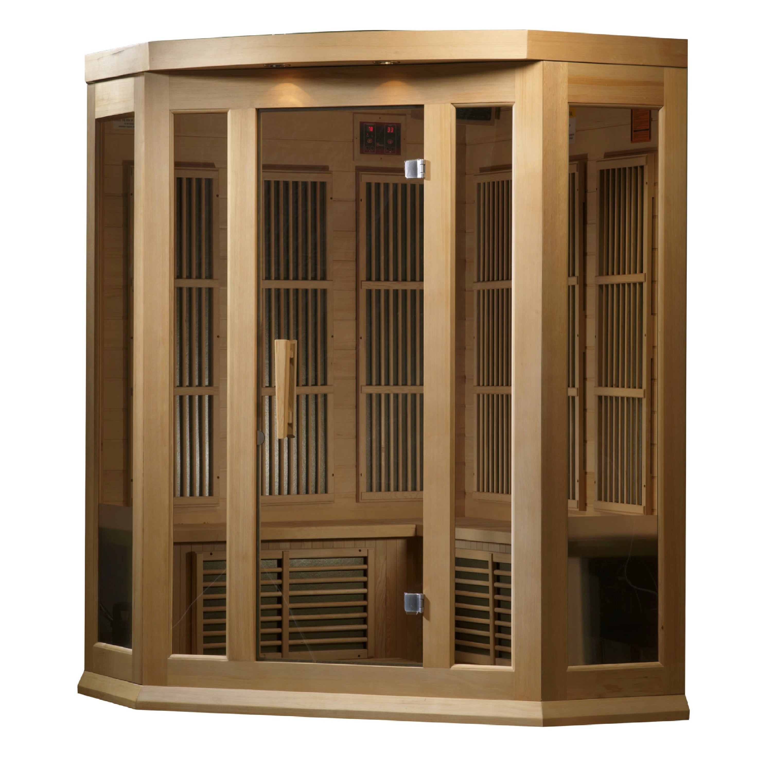 Maxxus 3-Person Corner Infrared Sauna – Low EMF FAR Infrared, Canadian Red Cedar Indoor Home Sauna