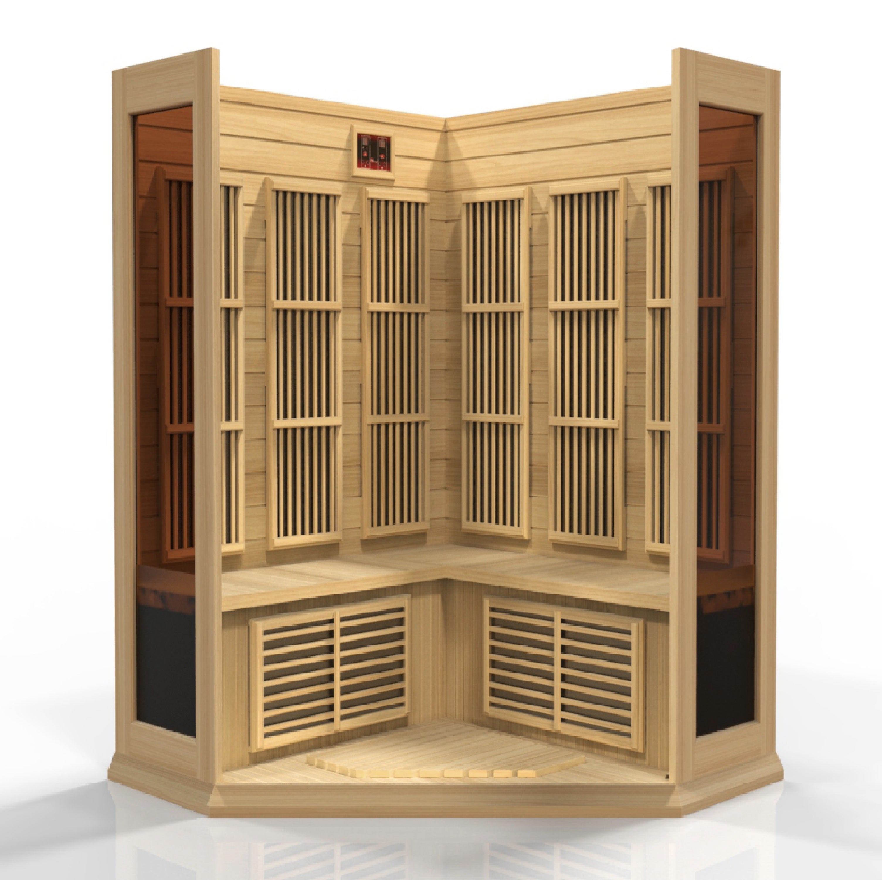 Maxxus 3-Person Corner Infrared Sauna – Low EMF FAR Infrared, Canadian Red Cedar Indoor Home Sauna