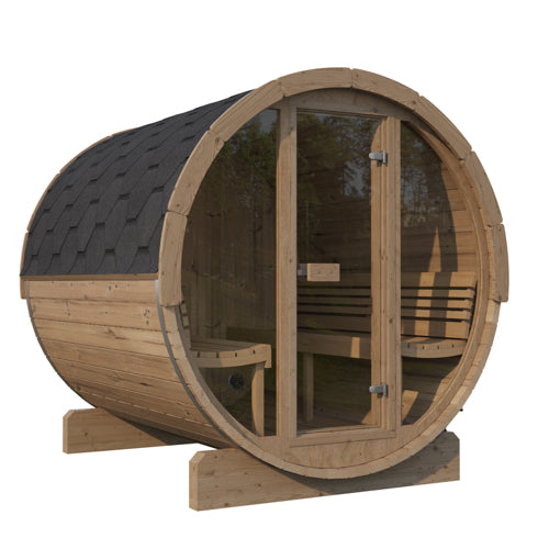SaunaLife 6-Person E8 ERGO Sauna Barrel Glass Front