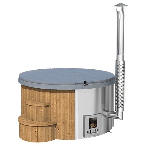 SaunaLife Soak Series Model S4N Home Wood-Burning Hot Tub, Natural, Up to 6 Persons