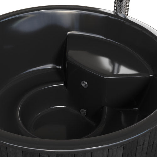 SaunaLife Soak Series Model S6B Home Wood-Burning Hot Tub, Black, Up to 7 Persons