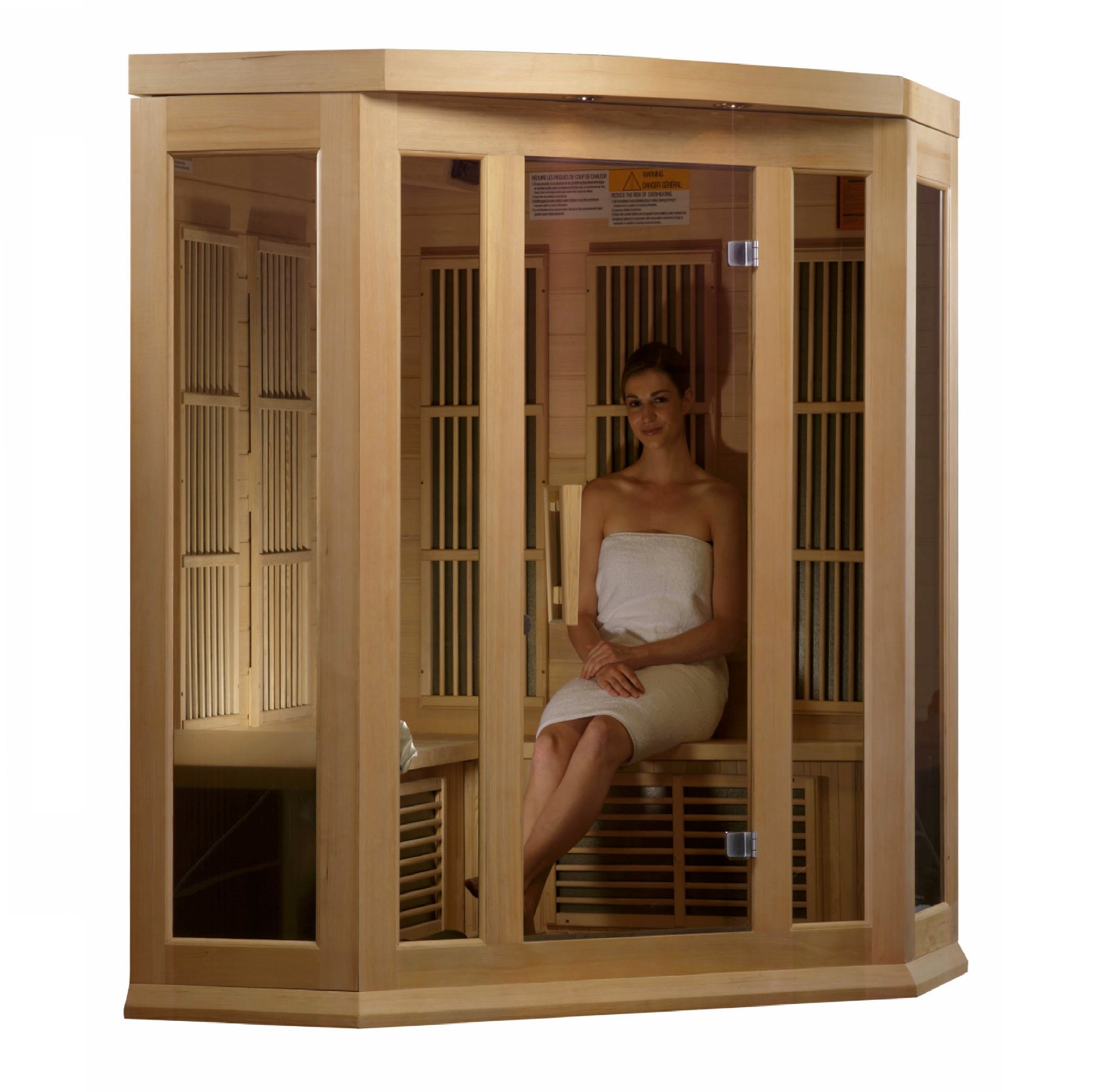 Maxxus 3-Person Corner Infrared Sauna – Low EMF FAR Infrared, Canadian Red Cedar Indoor Home Sauna