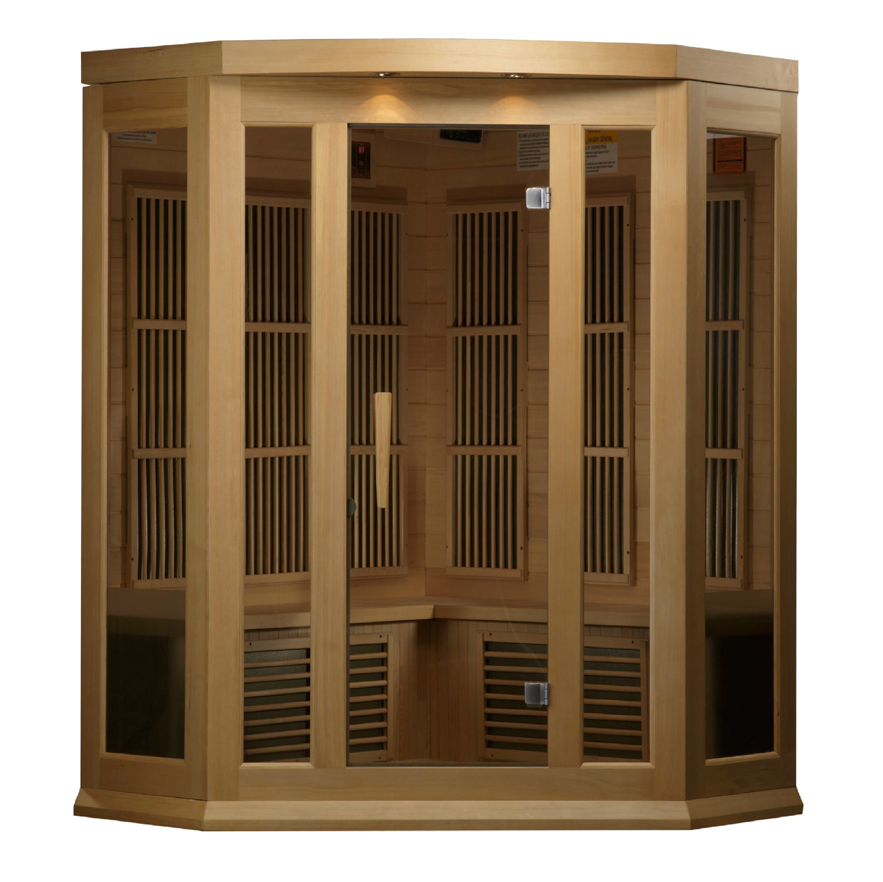 Maxxus 3-Person Corner Infrared Sauna – Low EMF FAR Infrared, Canadian Red Cedar Indoor Home Sauna