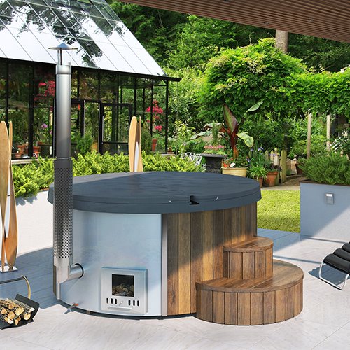 SaunaLife Soak Series Model S4N Home Wood-Burning Hot Tub, Natural, Up to 6 Persons