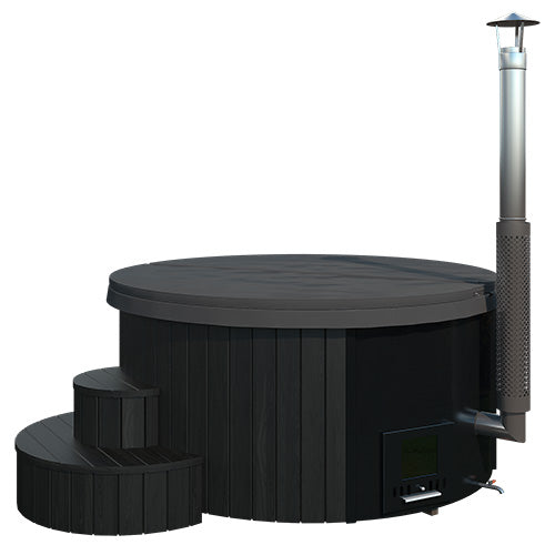 SaunaLife Soak Series Model S4B Home Wood-Burning Hot Tub, Black, Up to 6 Persons