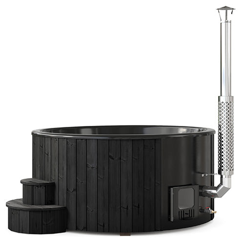 SaunaLife Soak Series Model S6B Home Wood-Burning Hot Tub, Black, Up to 7 Persons