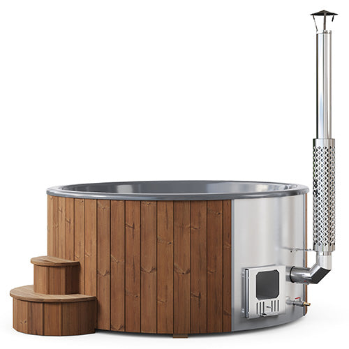 SaunaLife Soak Series Model S6N Home Wood-Burning Hot Tub, Natural, Up to 7 Persons