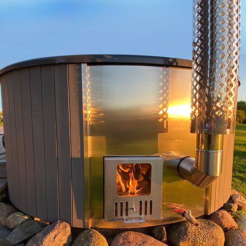 SaunaLife Soak Series Model S4N Home Wood-Burning Hot Tub, Natural, Up to 6 Persons