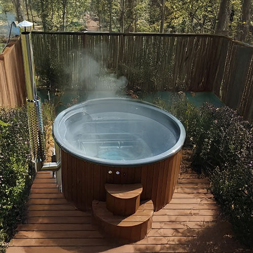 SaunaLife Soak Series Model S4N Home Wood-Burning Hot Tub, Natural, Up to 6 Persons